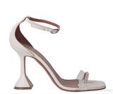 White PVC One Finger Crystal Sandals
