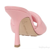 Baby Pink Nappa Quilted Rubber Lido Leather Mules