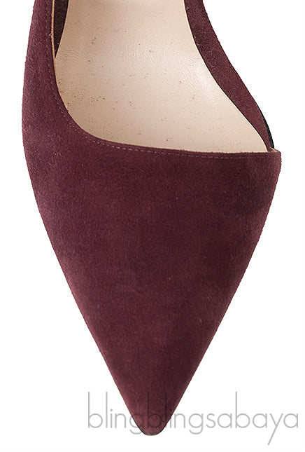 Burgundy Suede Pointed Heels