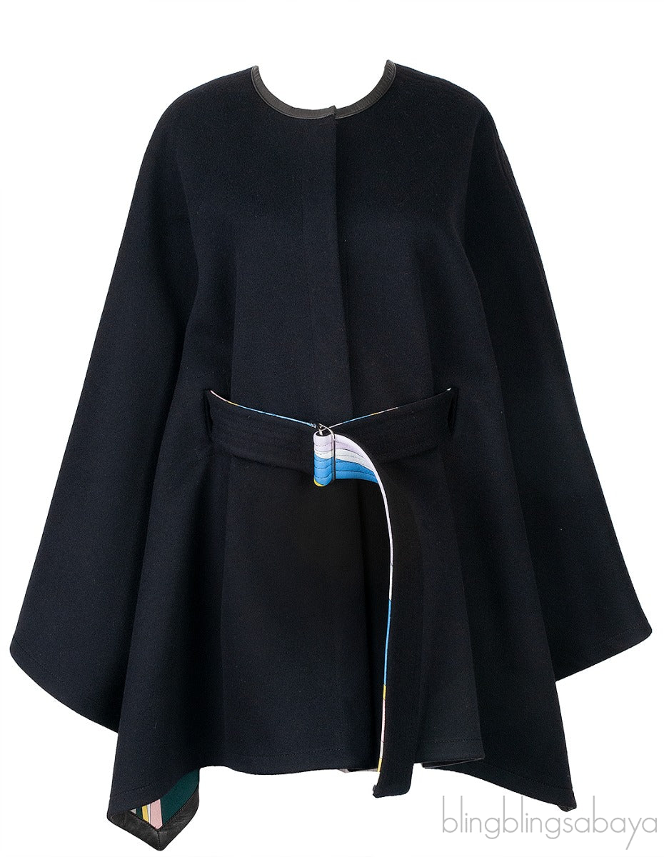 Black Belted Cape Coat