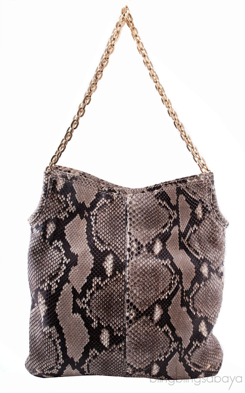 Natural Python Shoulder Tote