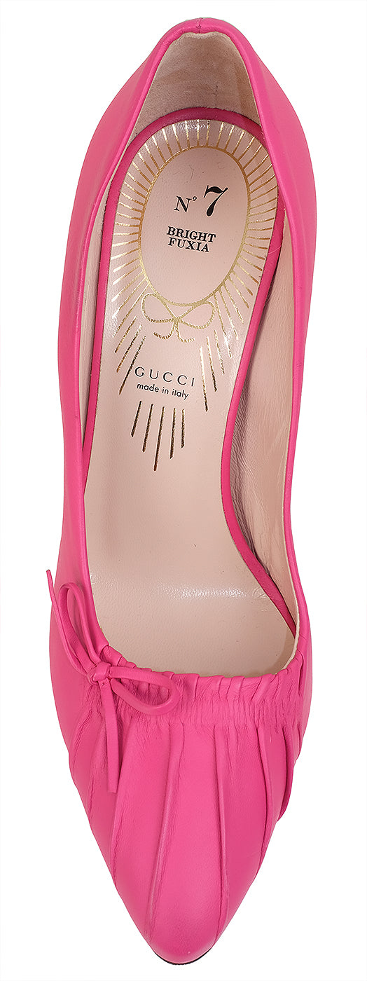 Gucci Bright Fuchsia Nappa Leather Decollete Bow Pumps 37.5