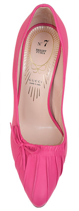 Gucci Bright Fuchsia Nappa Leather Decollete Bow Pumps 37.5