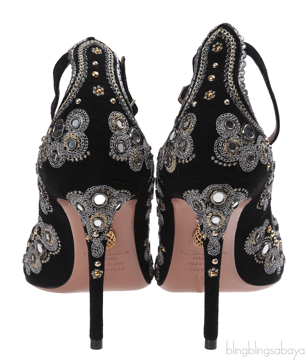Aquazzura Black Embellished Jaipur Pumps