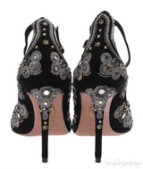 Aquazzura Black Embellished Jaipur Pumps