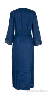 Norlia Blue Linen Midi Dress