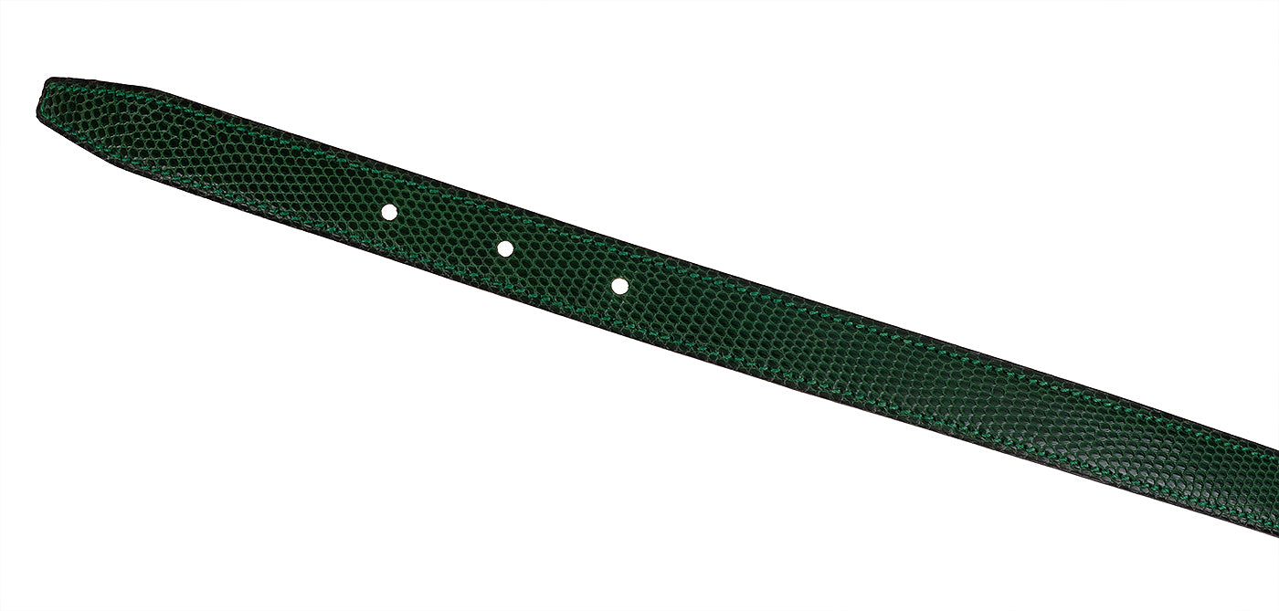 Hermes Vintage H Constance Gold Green Lizard 18 mm Belt