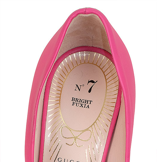 Gucci Bright Fuchsia Nappa Leather Decollete Bow Pumps 37.5