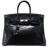 Birkin 35 Black Matte Crocodile PHW