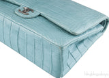 Turquoise Maxi Crocodile Flap Bag
