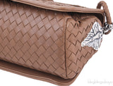 Brown Intrecciato Floral Chain Handle Bag