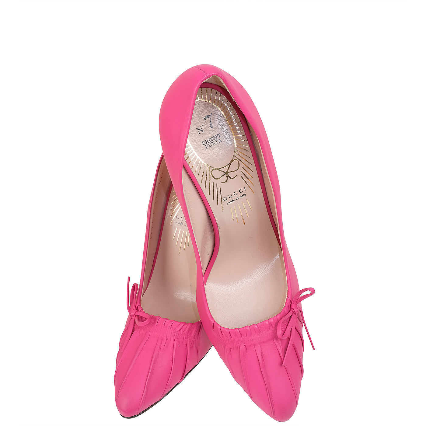 Gucci Bright Fuchsia Nappa Leather Decollete Bow Pumps 37.5