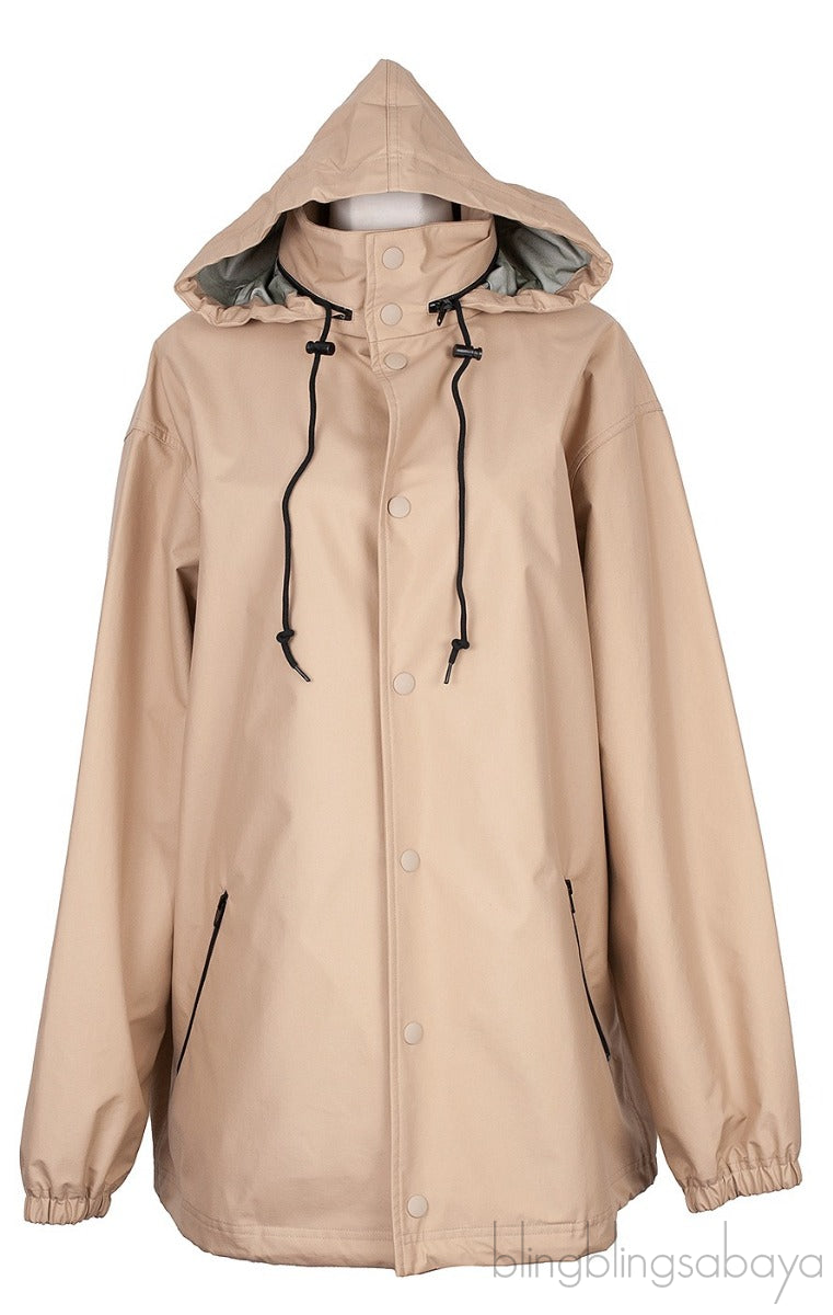 Beige Logo Hoodie Windbreaker