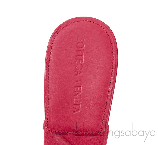 Fuchsia Pink Nappa Quilted Rubber Lido Leather Mules