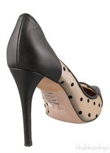 Polka dot Mesh Pointed Toe Heels