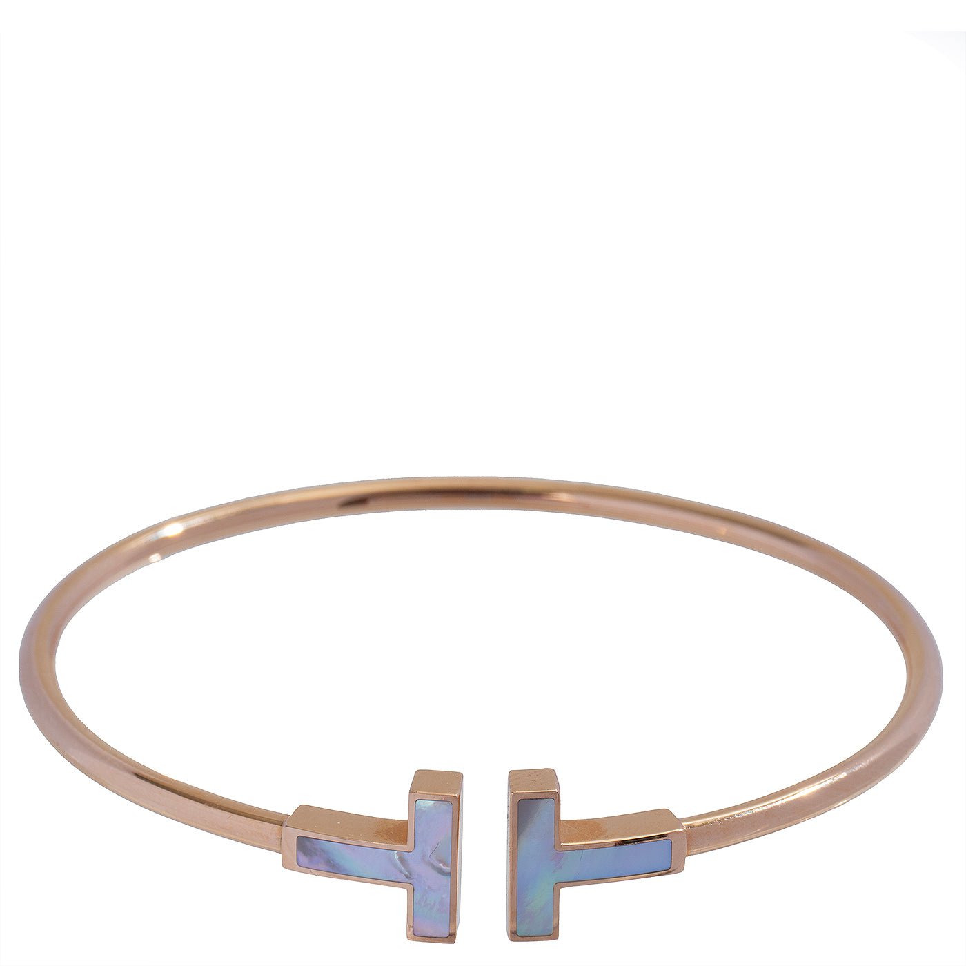 Tiffany & Co T Wire Yellow Gold Mother of Pearl Bracelet
