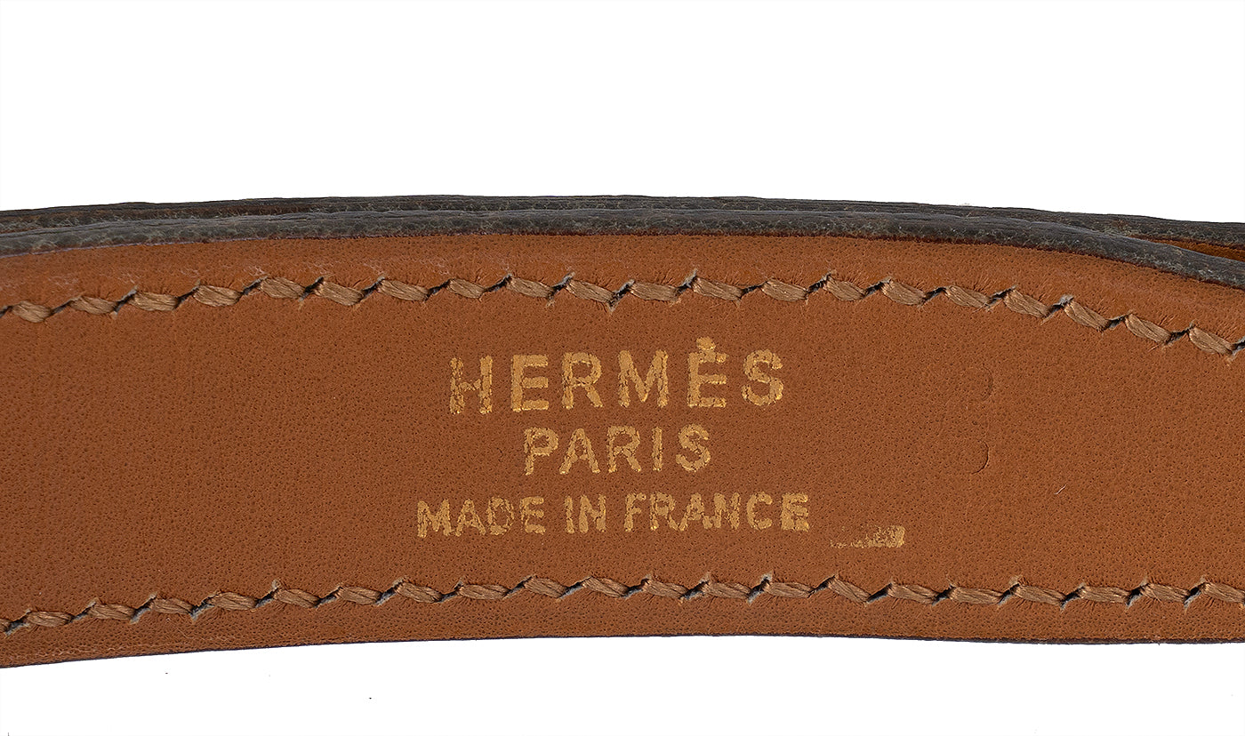 Hermes Vintage H Constance Gold Green Lizard 18 mm Belt