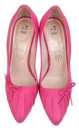 Gucci Bright Fuchsia Nappa Leather Decollete Bow Pumps 37.5