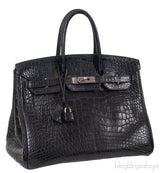 Birkin 35 Black Matte Alligator Crocodile PHW