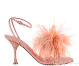 Dot Feather-trimmed Leather Sandals