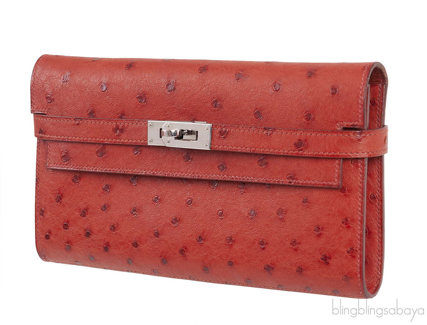 Hermes Kelly Wallet Brick Ostrich Wallet PHW