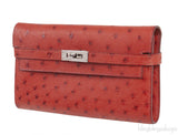 Hermes Kelly Wallet Brick Ostrich Wallet PHW