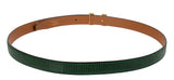 Hermes Vintage H Constance Gold Green Lizard 18 mm Belt