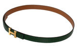 Hermes Vintage H Constance Gold Green Lizard 18 mm Belt