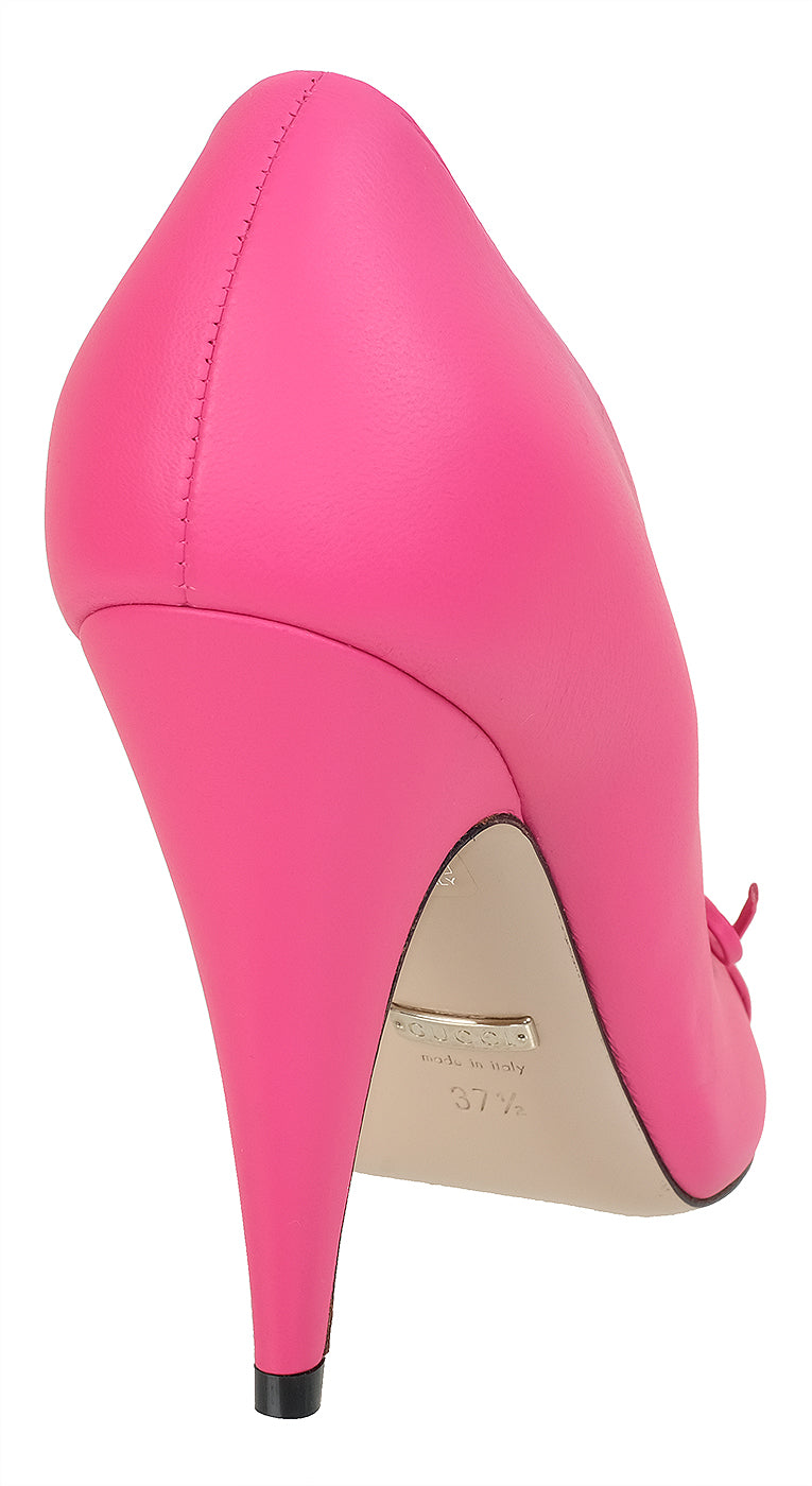 Gucci Bright Fuchsia Nappa Leather Decollete Bow Pumps 37.5