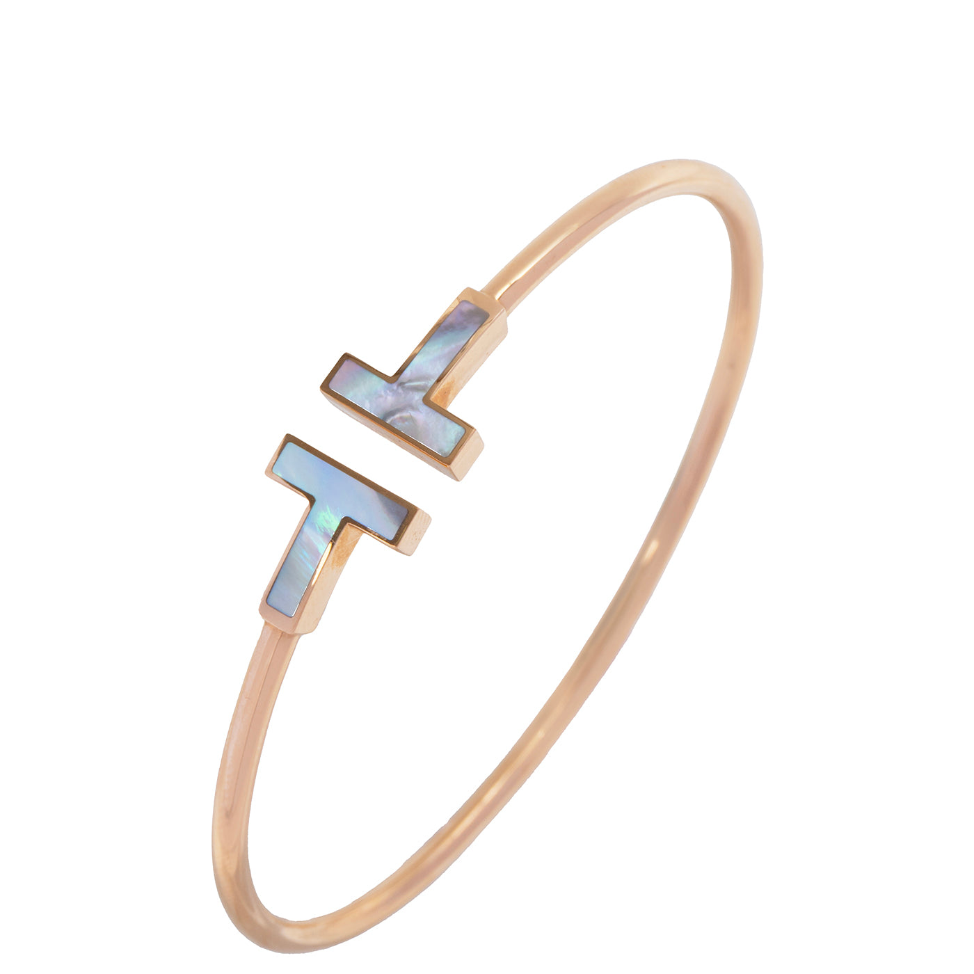 Tiffany & Co T Wire Yellow Gold Mother of Pearl Bracelet