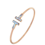 Tiffany & Co T Wire Yellow Gold Mother of Pearl Bracelet