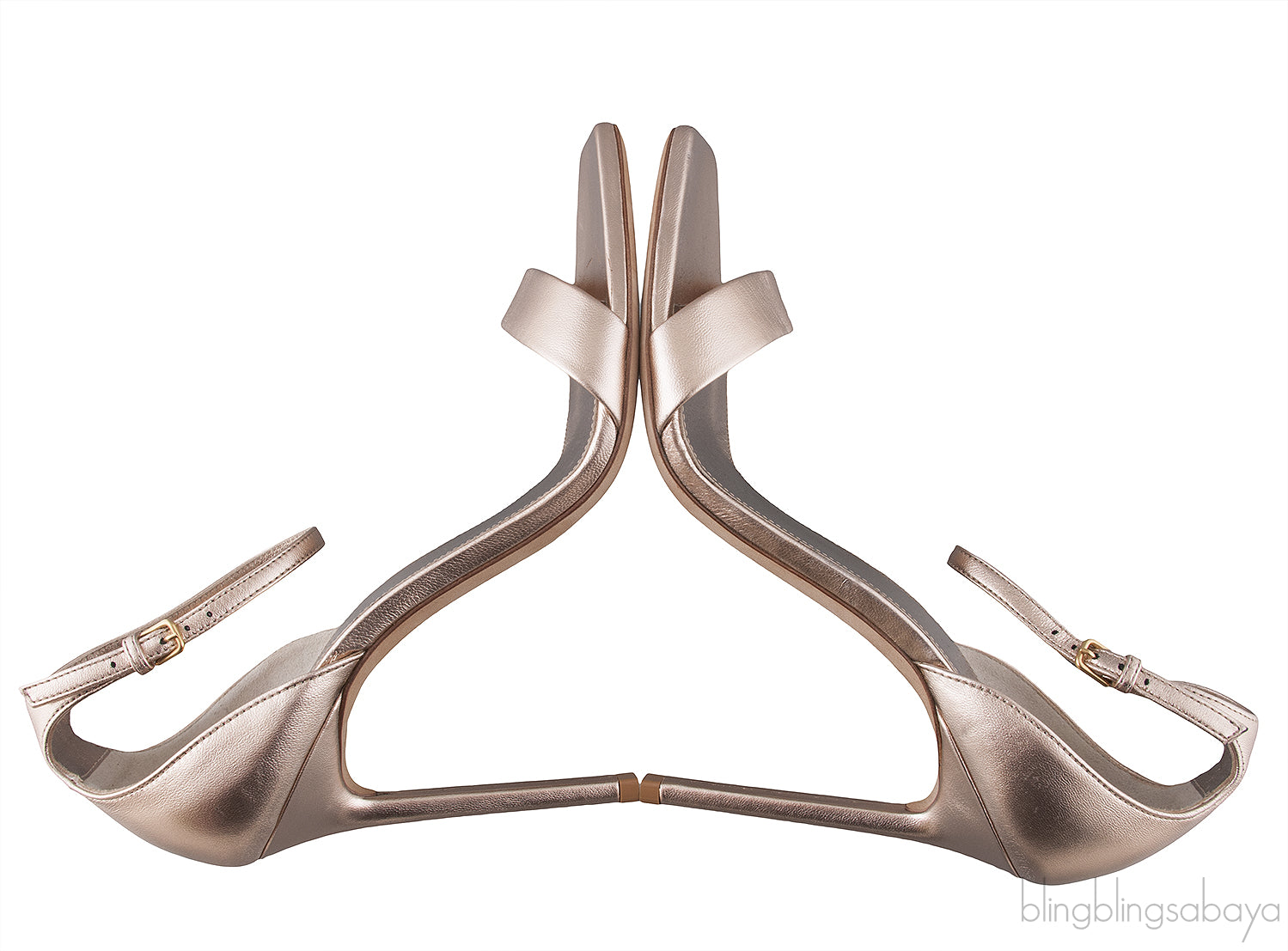 Rose Gold Square Toe Slingback Heels