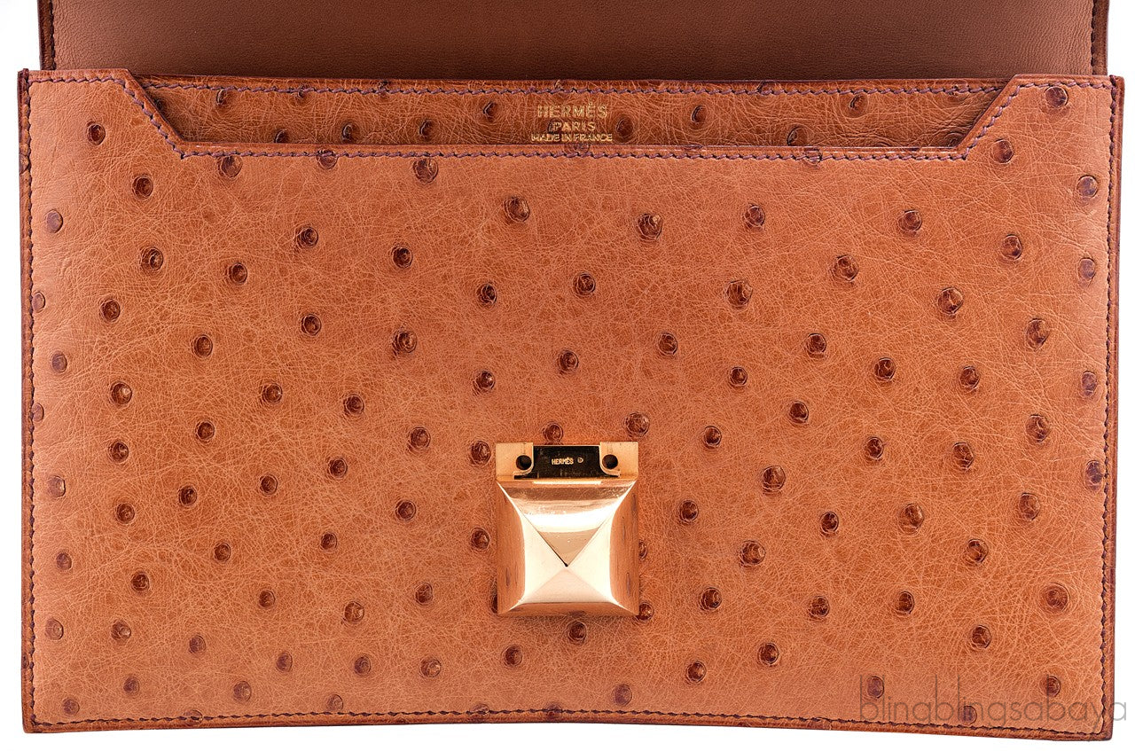 Vintage Medor Gold Ostrich Clutch