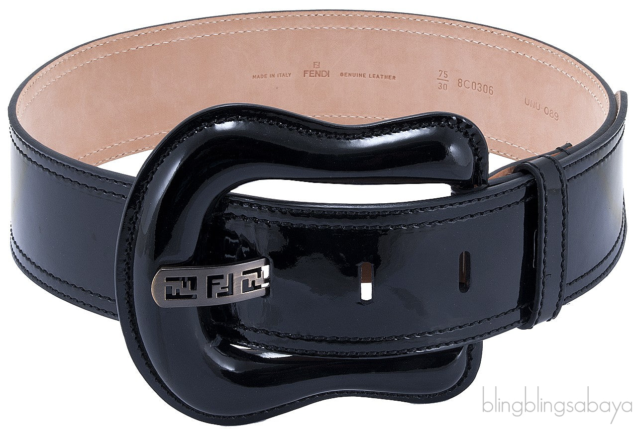 Black Patent Wide Leather Belt