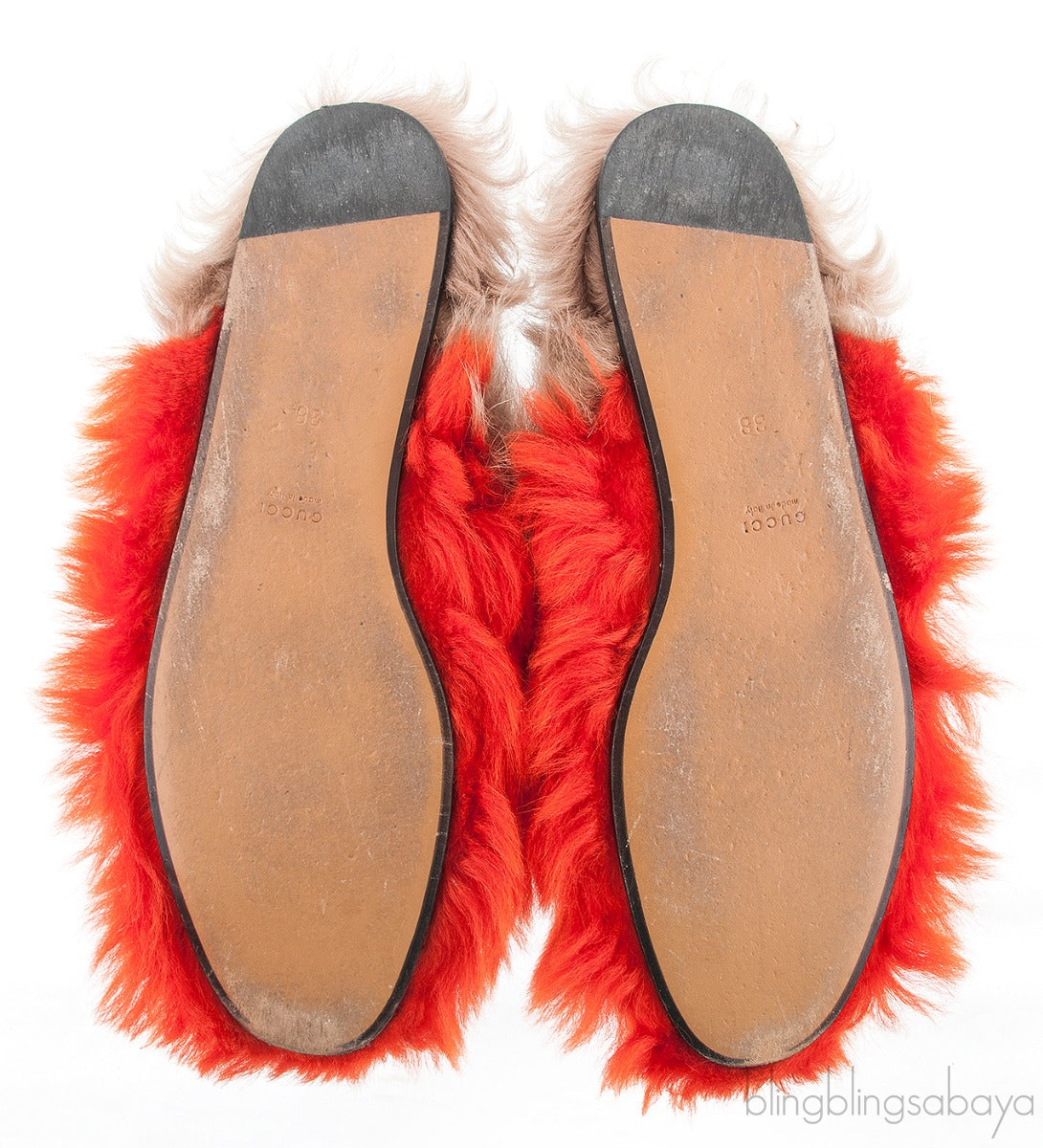 Gucci Orange Wool Princetown Slide