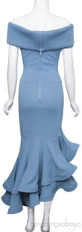 Off-shoulder Blue Grey Dress