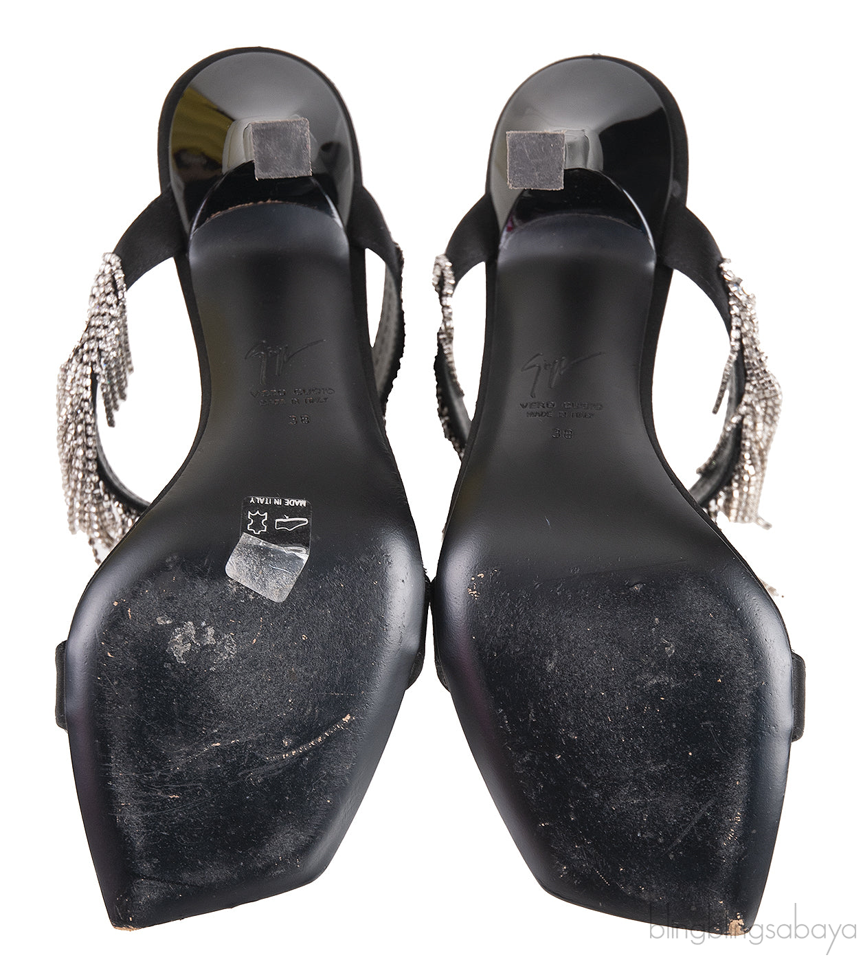 Giuseppe Zanotti Black Satin Crystal Prince Slide