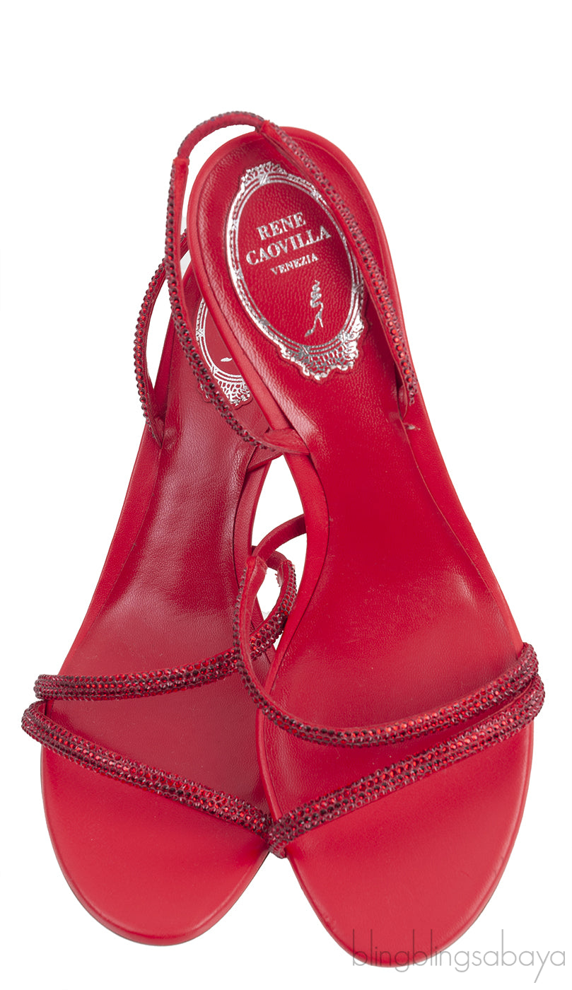 Red Crystal Slingback Sandals
