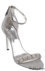 Glittery Silver Crystal Sandals