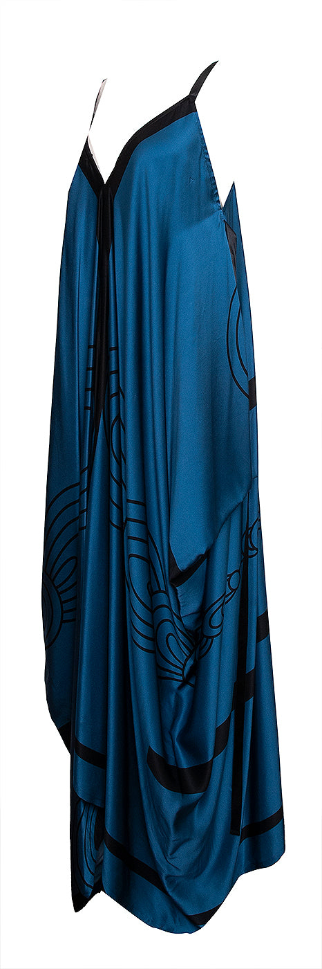Kitty Draped Printed Silk-Satin Maxi Dress