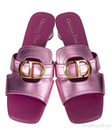 Christian Dior OR Montaigne Metallic Fuchsia Heels Slide