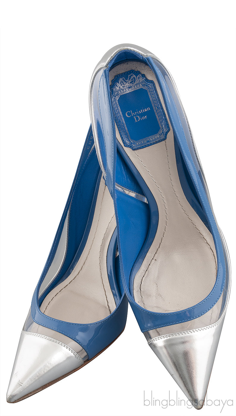 Two-toned PVC Pointed Toe Heels