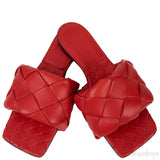 Bottega Veneta Intrecciato Lido Flat Sandals Red