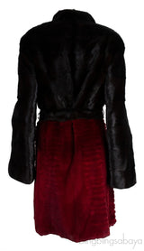 Bi-color Fur Belted Coat