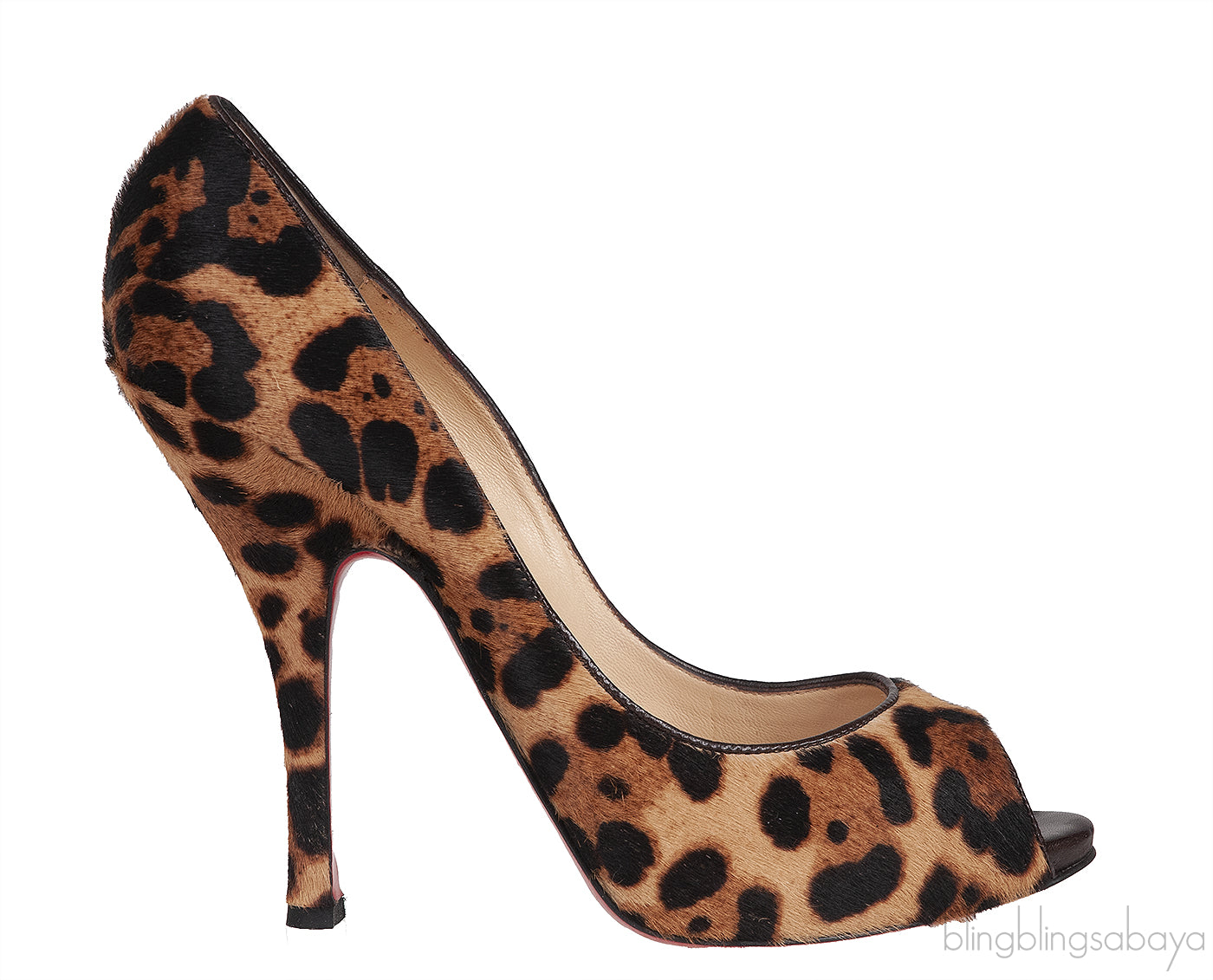 Leopard Pony Peep Toe Pump