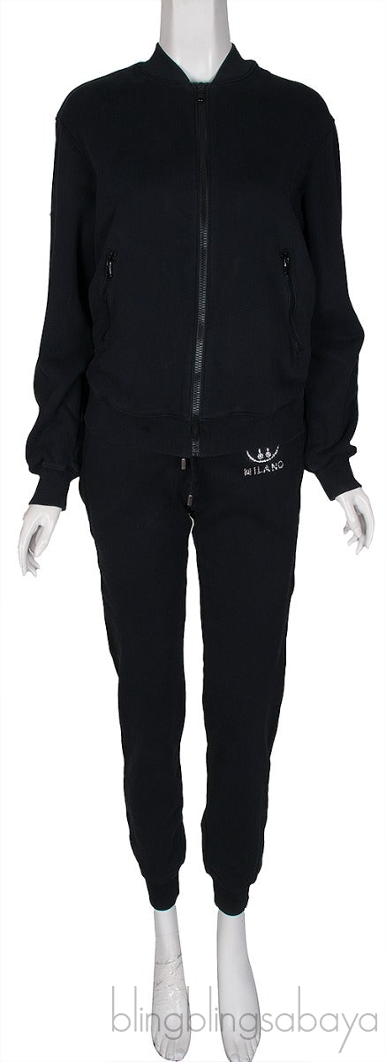 Black Crystal Embellished Jacket & Jogger