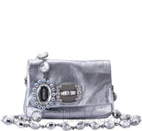 Metallic Silver Crystal Clutch Bag