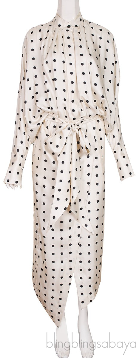 White Dublin Polka Dot Midi Dress