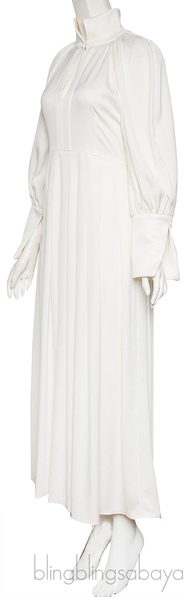 Off-white Pleated Maxi Dress