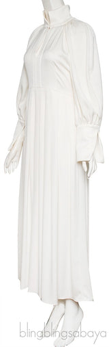 Off-white Pleated Maxi Dress